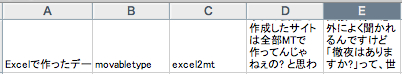 Excelでマスタデータを作る